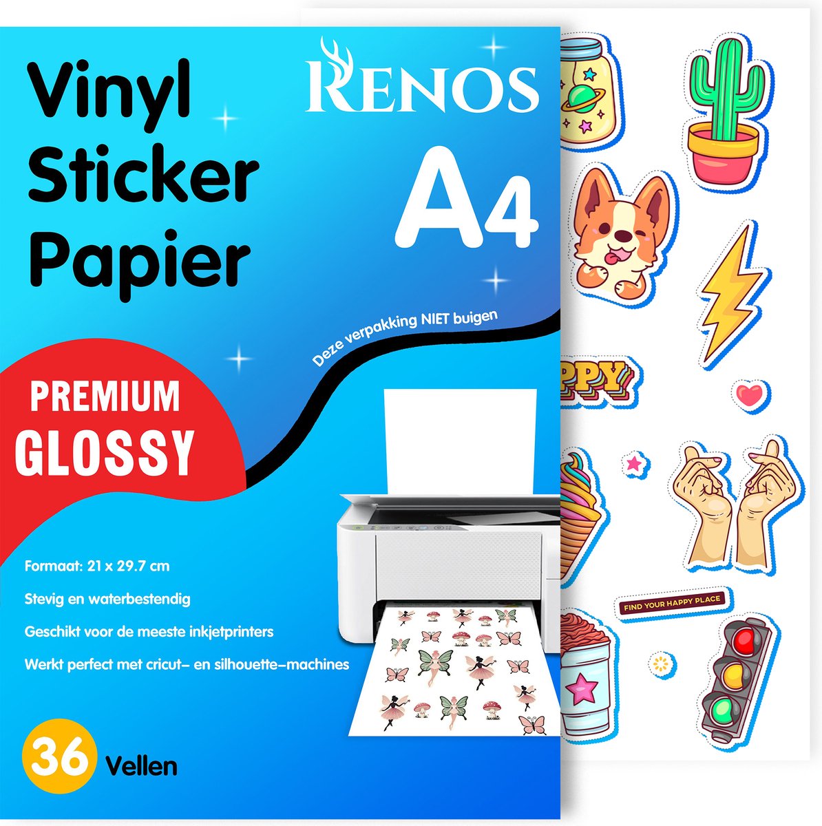 36 Glossy Vinyl Stickervellen A4