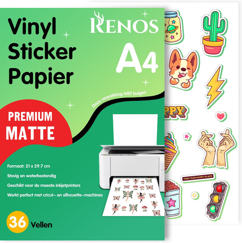36 Matte Vinyl Stickervellen A4