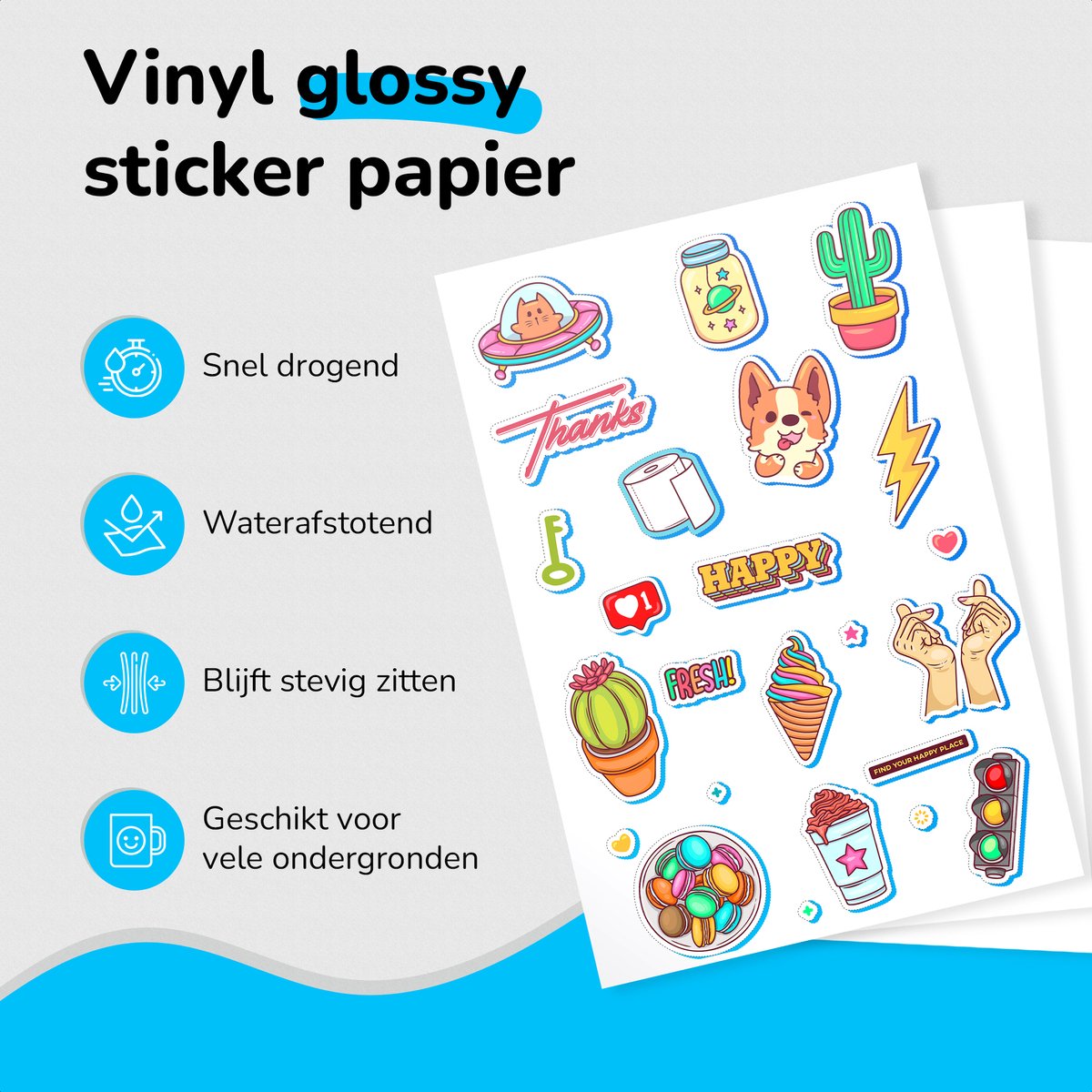 36 Glossy Vinyl Stickervellen A4