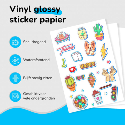 36 Glossy Vinyl Stickervellen A4