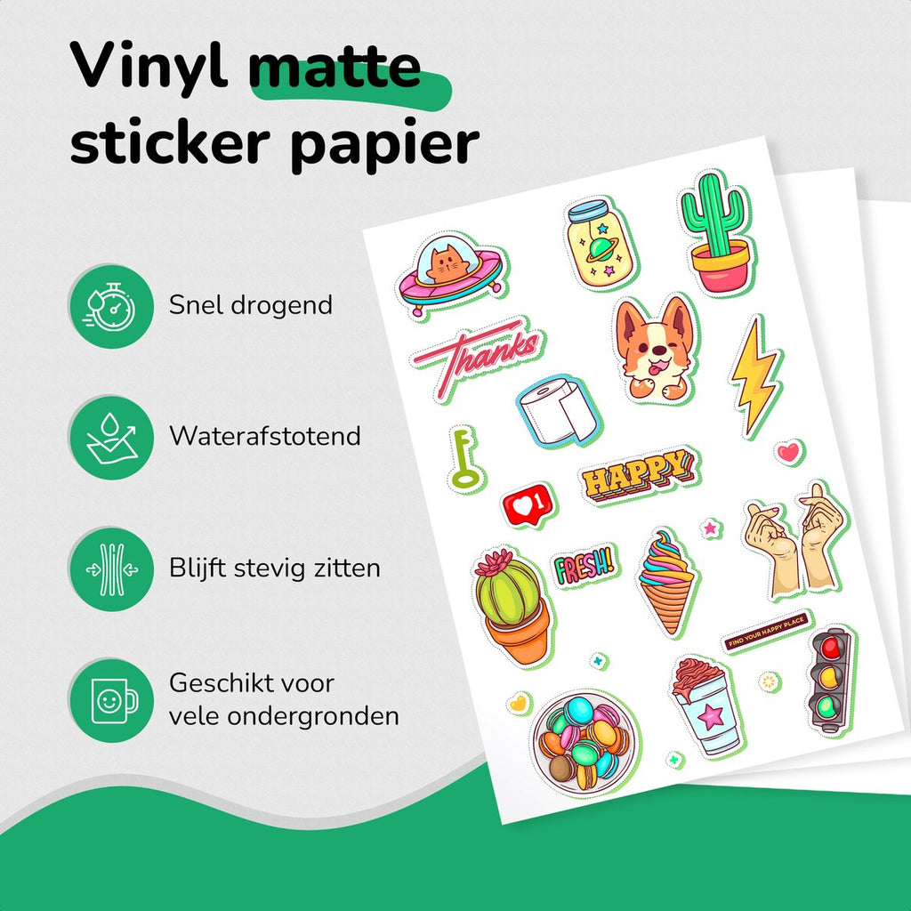 36 Matte Vinyl Stickervellen A4