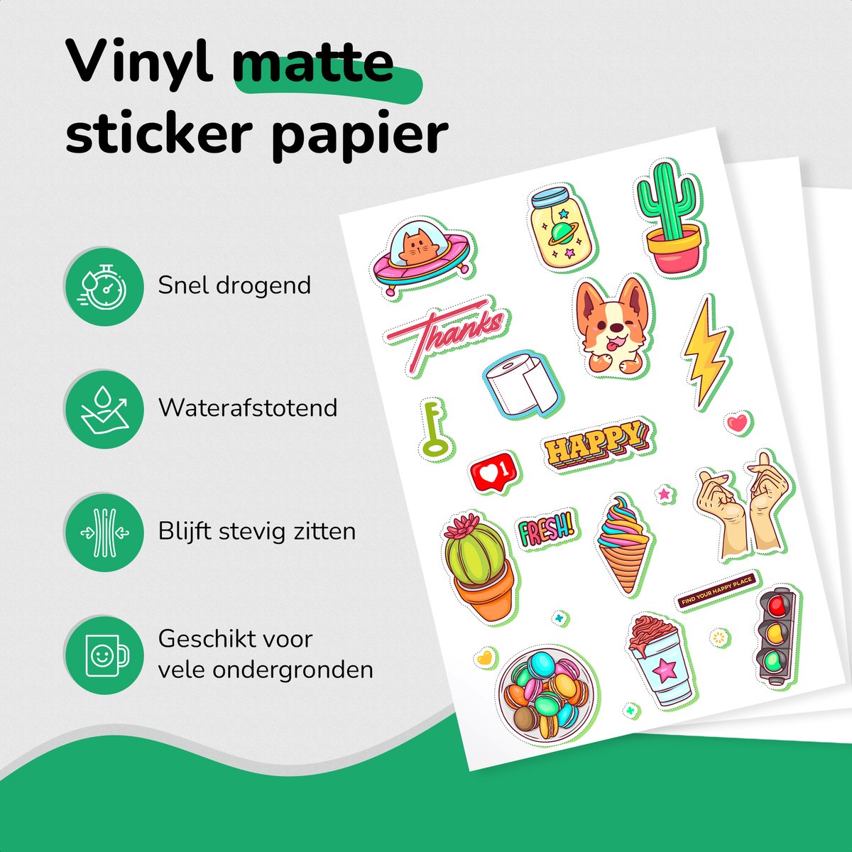 36 Matte Vinyl Stickervellen A4