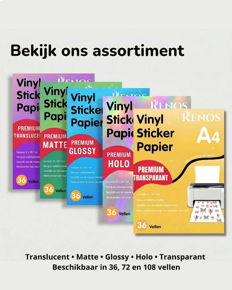 36 Glossy Vinyl Stickervellen A4