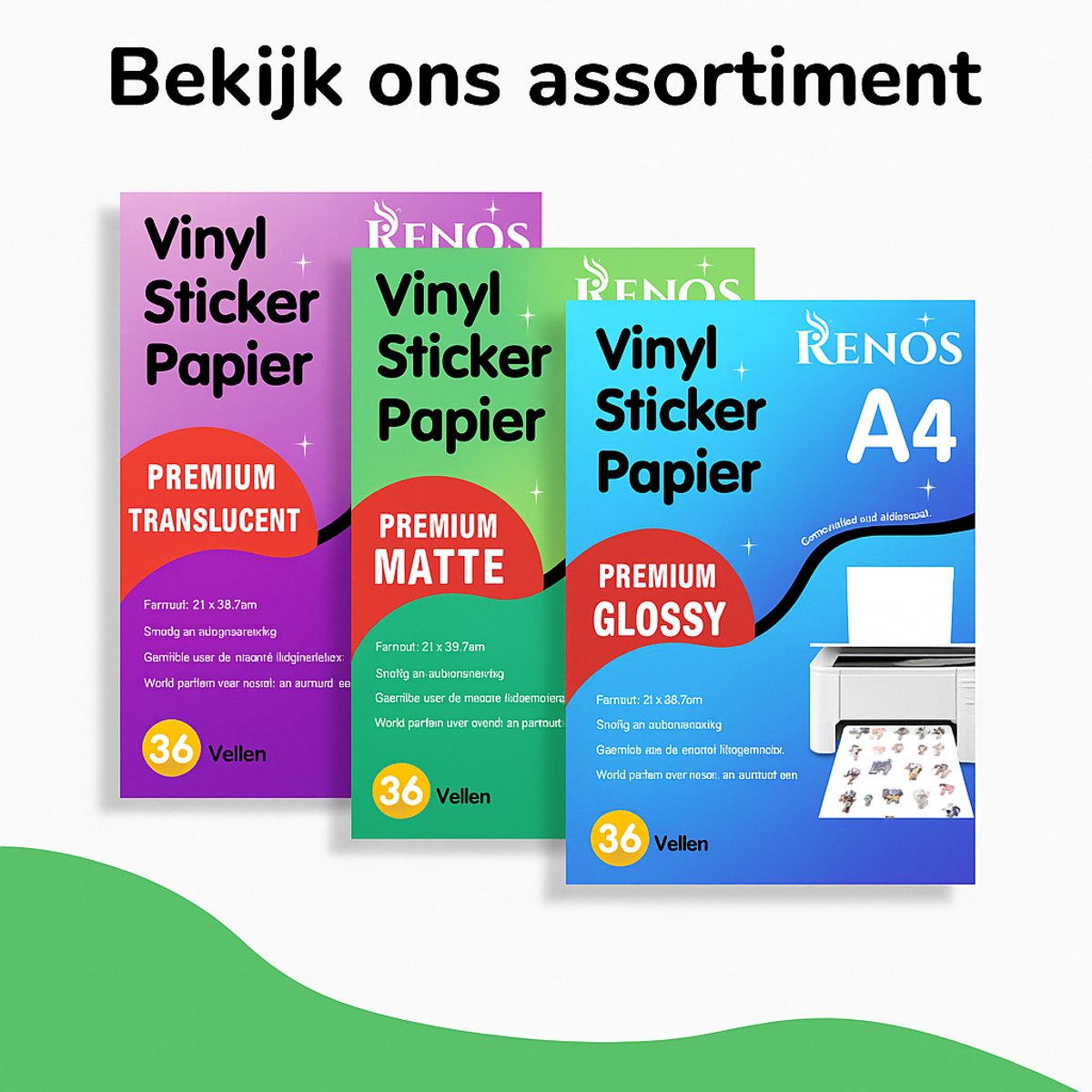 36 Matte Vinyl Stickervellen A4